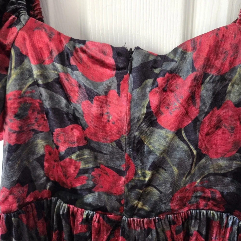 Petal and Pup Velvet Mini Dress M NWT Anders Black Red $99 Valentin'es Cocktail - Picture 6 of 9